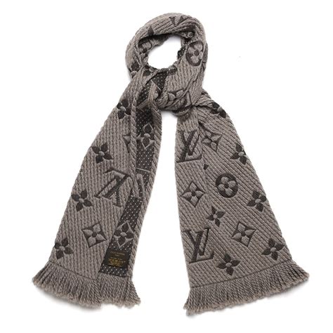 louis vuitton logomania wol|Louis Vuitton Wool Silk Logomania Scarf Charcoal Grey.